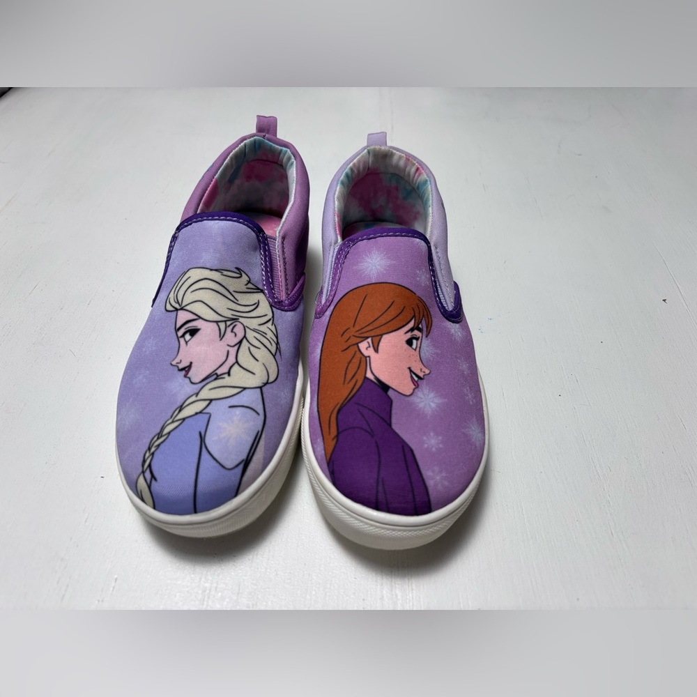 Girls US 2 Disney Frozen Canvas Slip-On Shoes – Anna & Elsa – NWOT